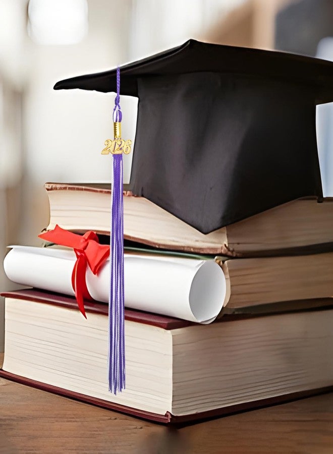 Nelisylux 2026 Tassel Graduation, Purple White Graduation Tassel, 2026 Tassel Charms for Graduations Cap Decorations, Tassels Memorial Grad Cords for College High School Graduate Hat Ceremonies Accessories - Image 4